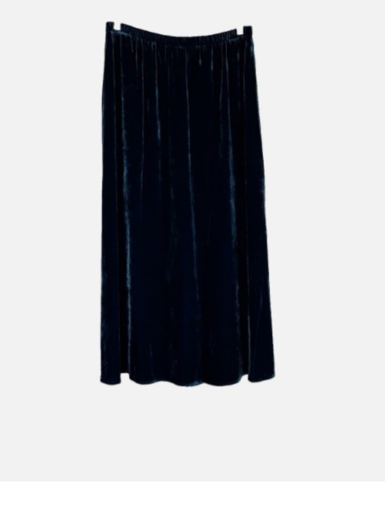 Eileen Fisher Woman 20% Silk Velvet Elastic Waist Midi Skirt Size: S